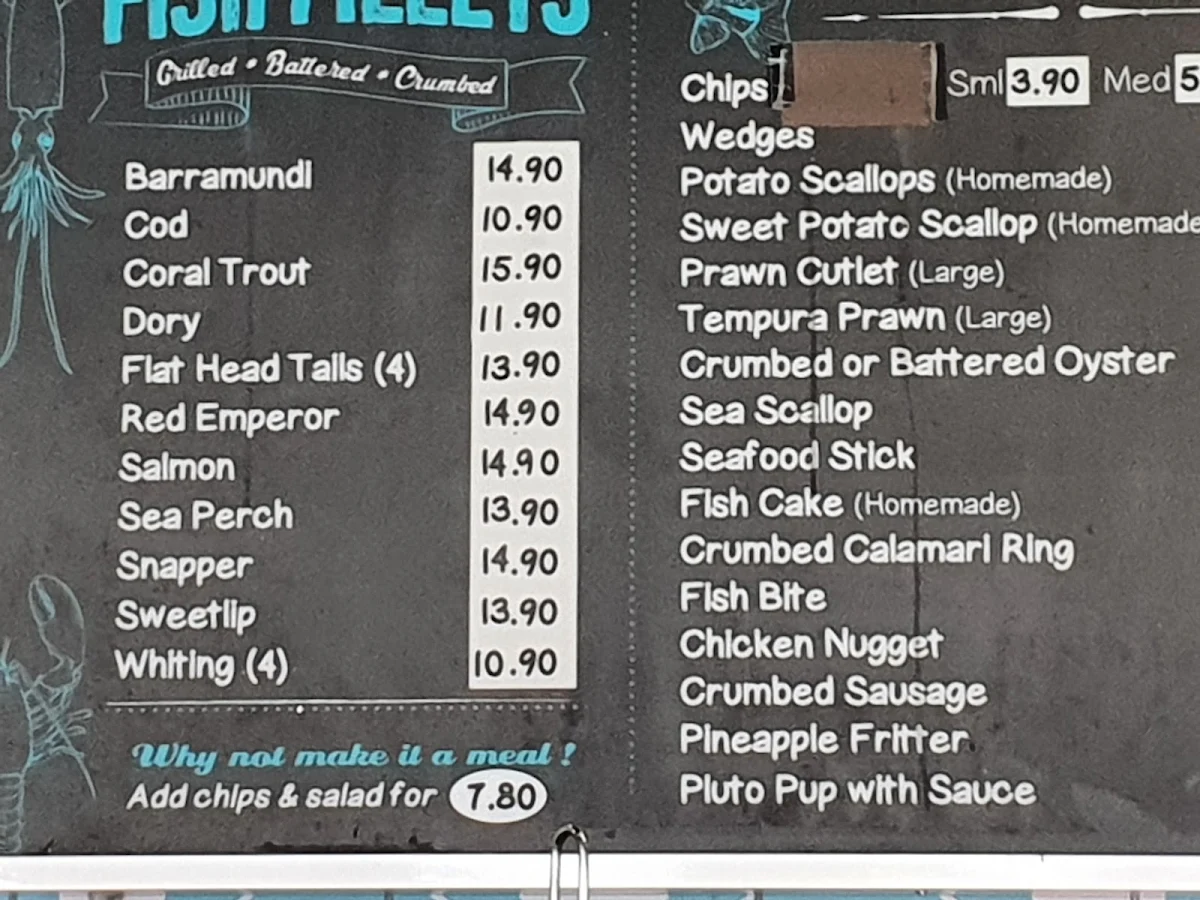 Menu, Seafood Town
