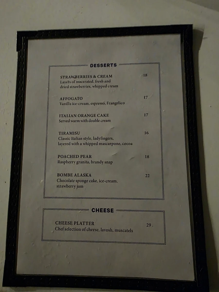 Menu, Pier Farm