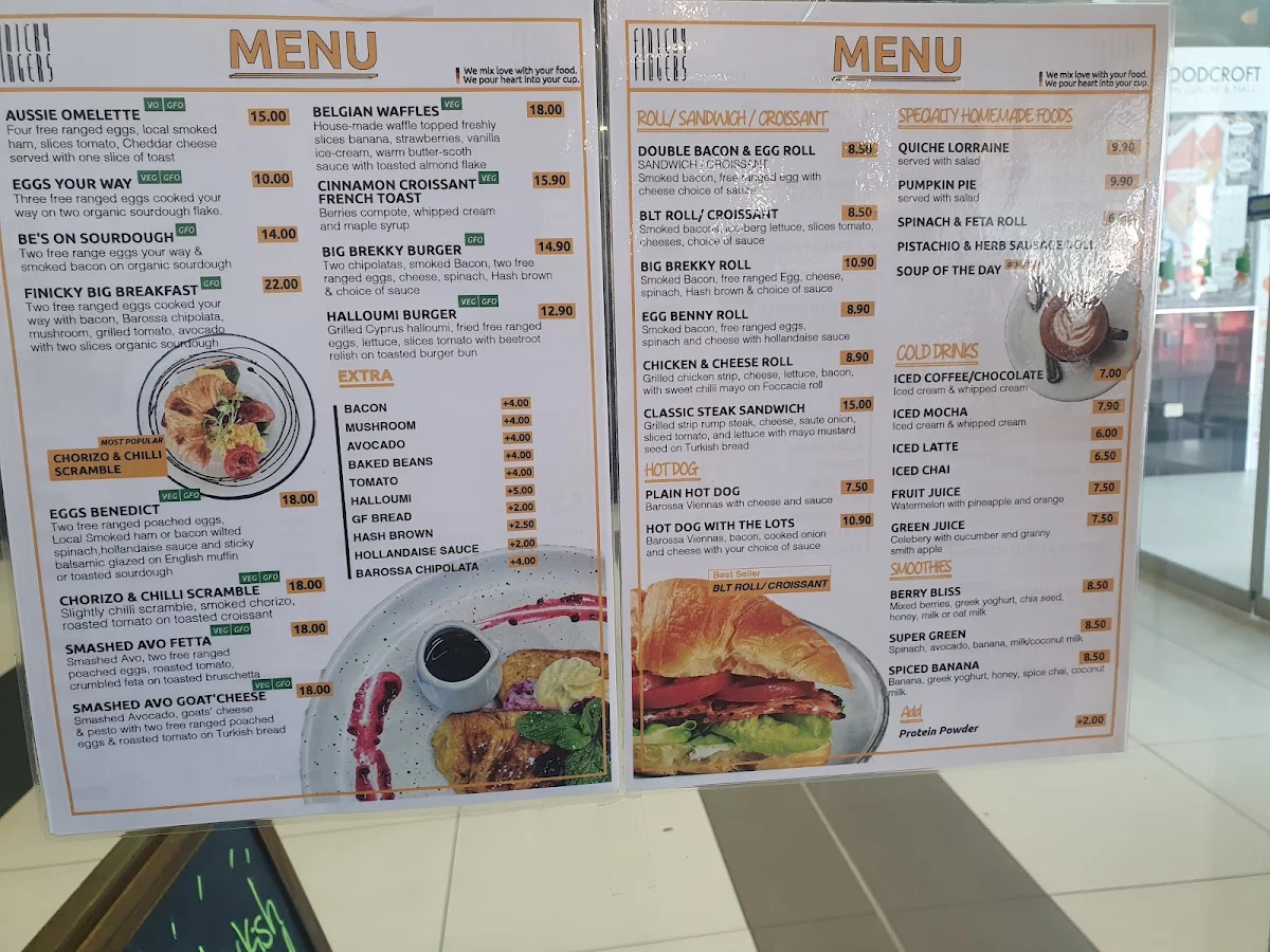 Menu, Finicky Fingers