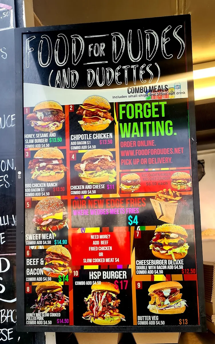 Menu, Food For Dudes