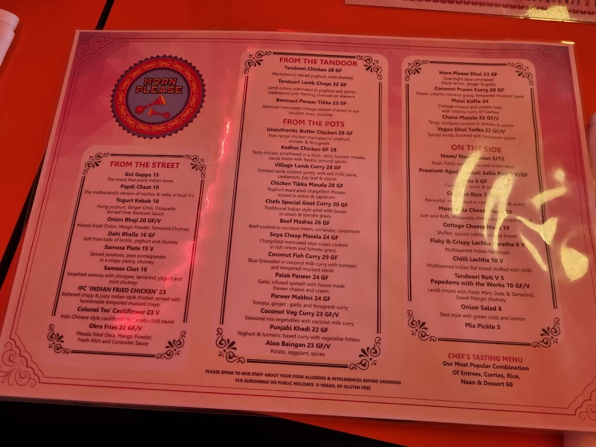 Menu, Horn Please