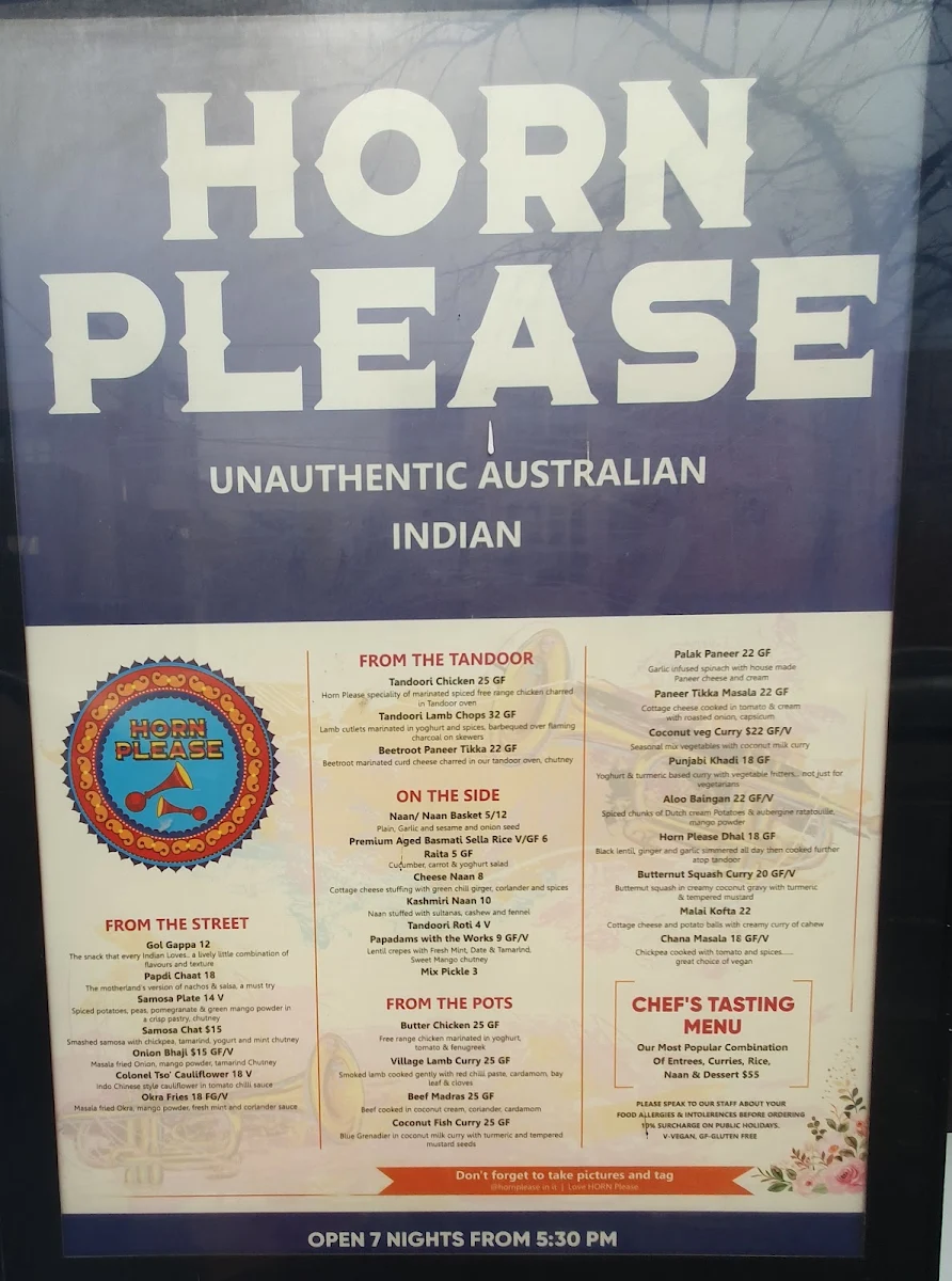 Menu, Horn Please