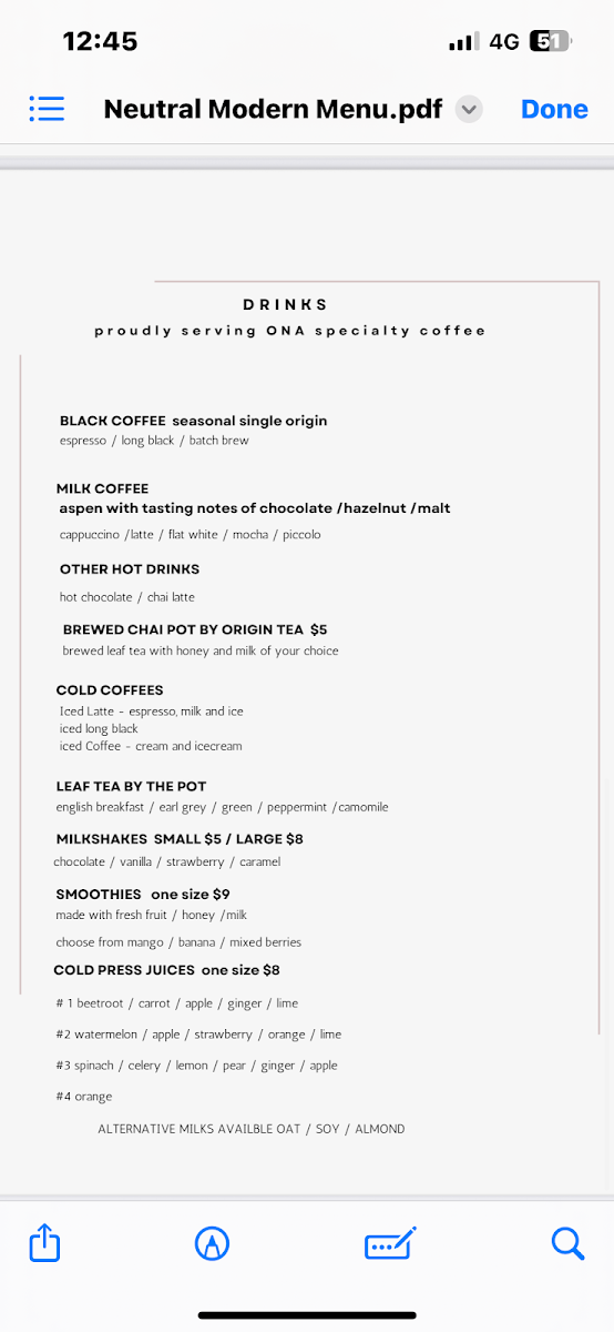 Menu, Brown Sugar
