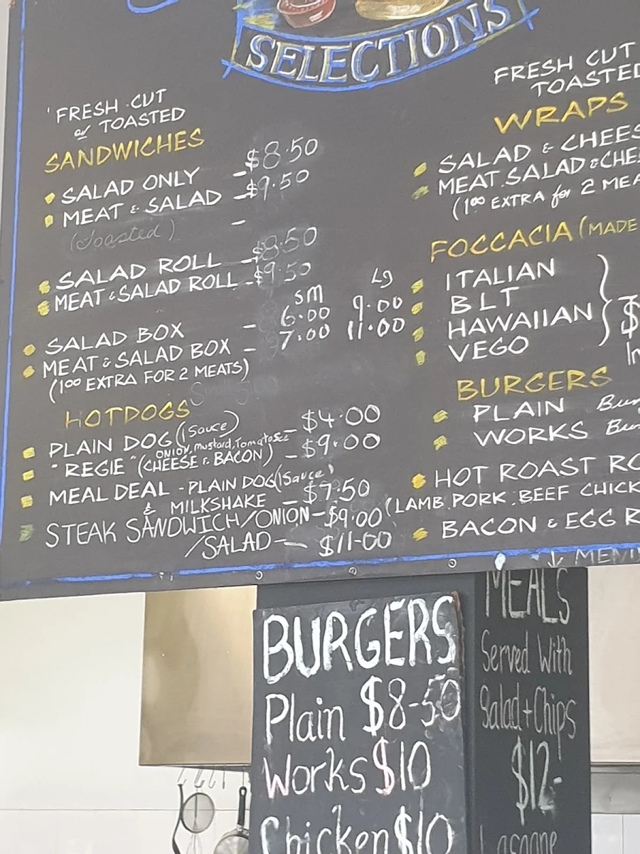 Menu, Rose's Cafe