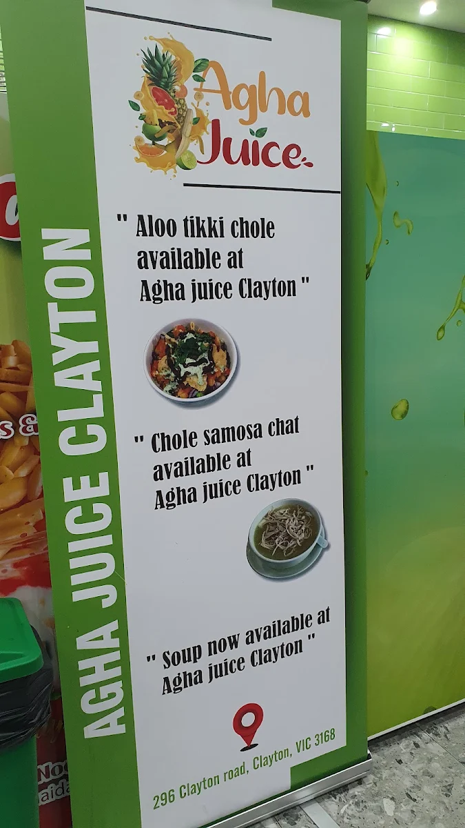 Menu, Khan Juice Clayton