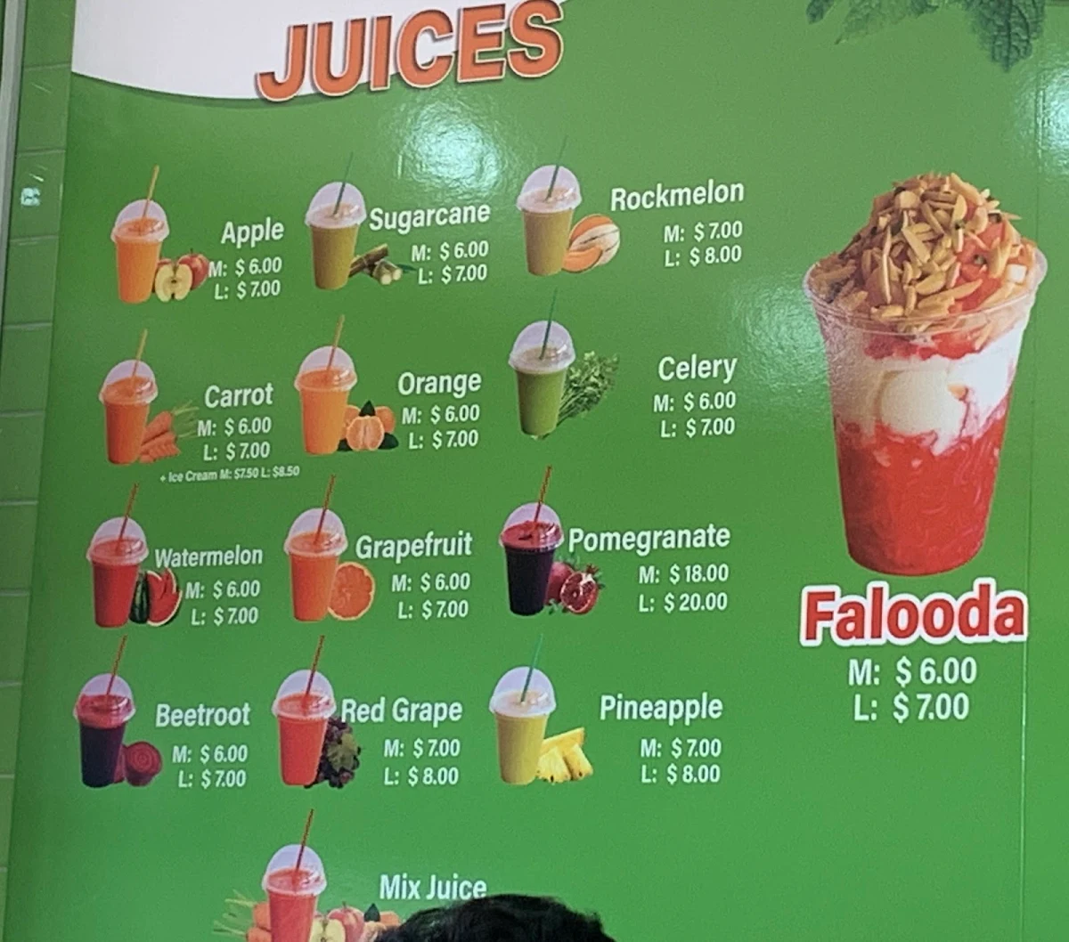 Menu, Khan Juice Clayton