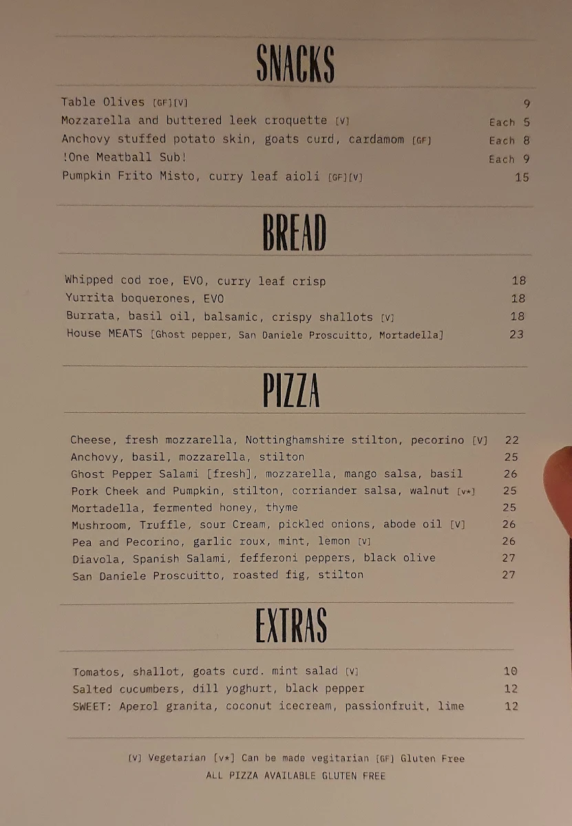 Menu, Dom's Social Club