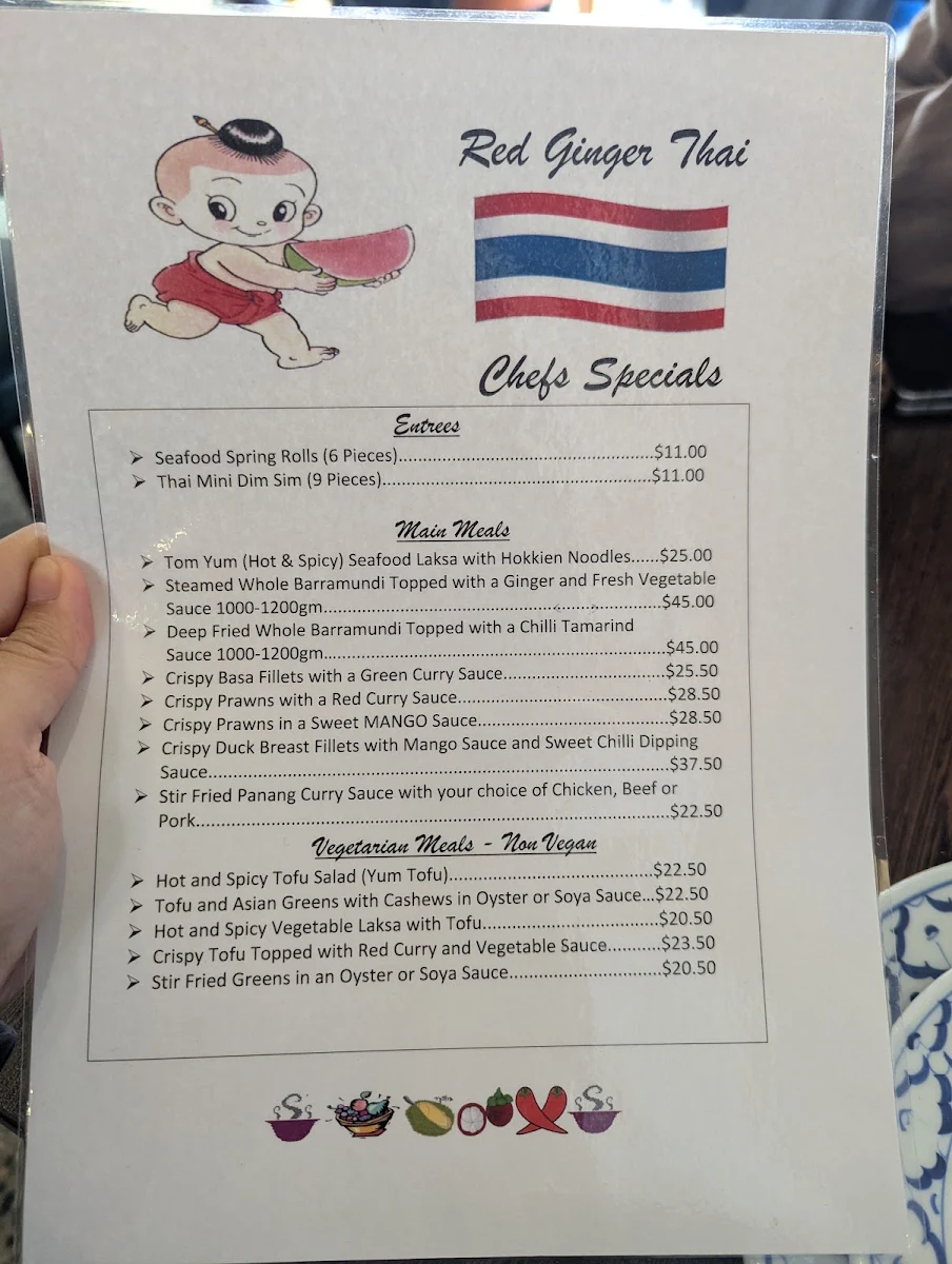 Menu, Red Ginger Thai