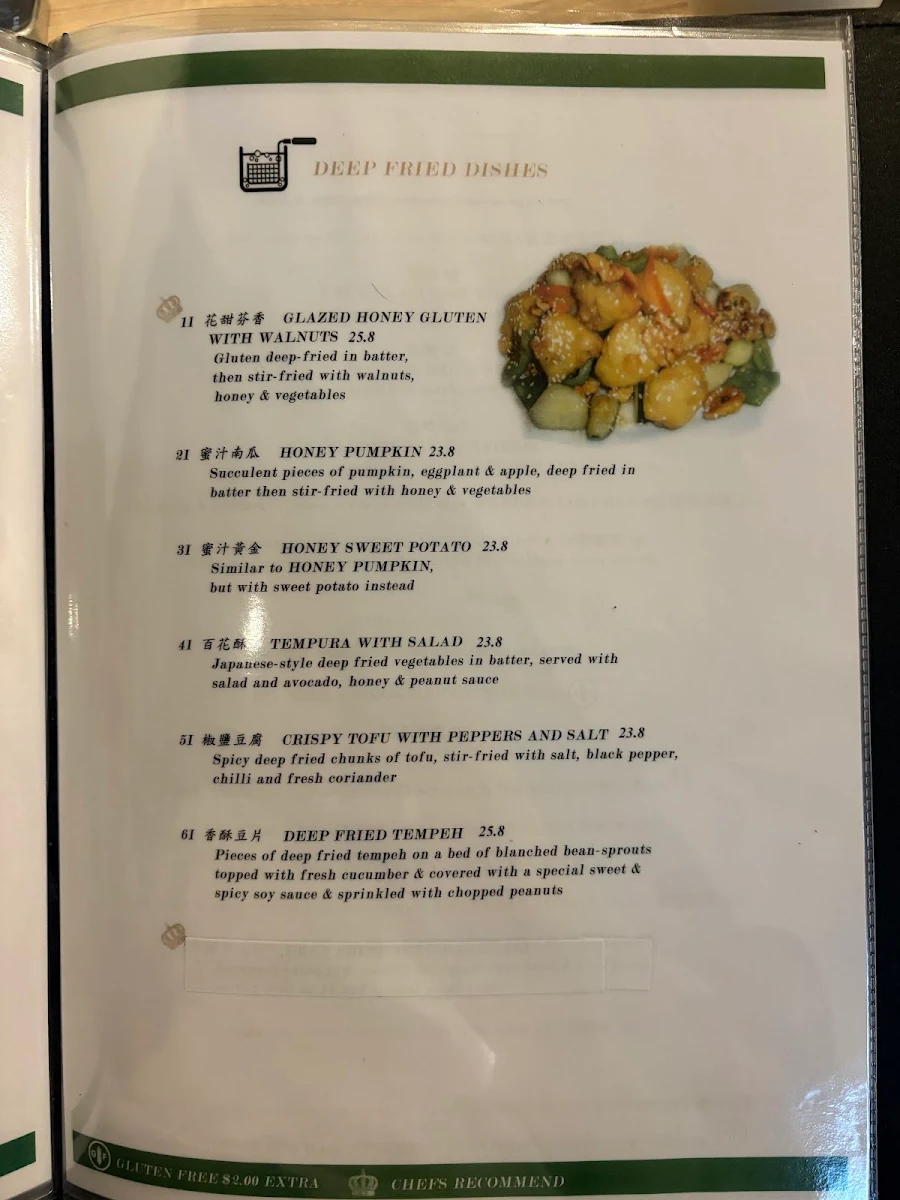 Menu, Mother Chu's Vegetarian Kitchen