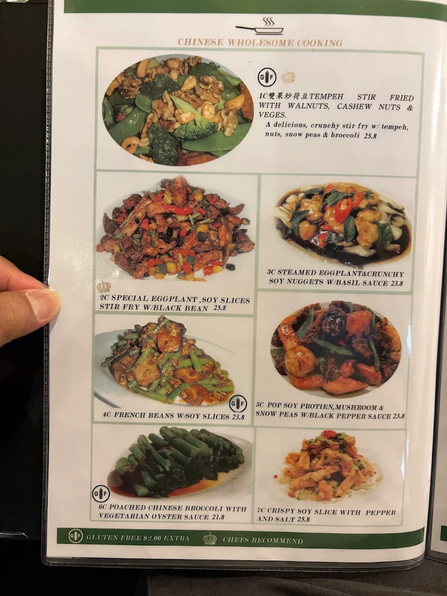 Menu, Mother Chu's Vegetarian Kitchen