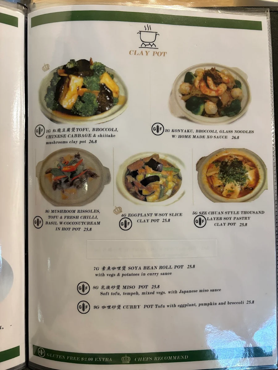 Menu, Mother Chu's Vegetarian Kitchen