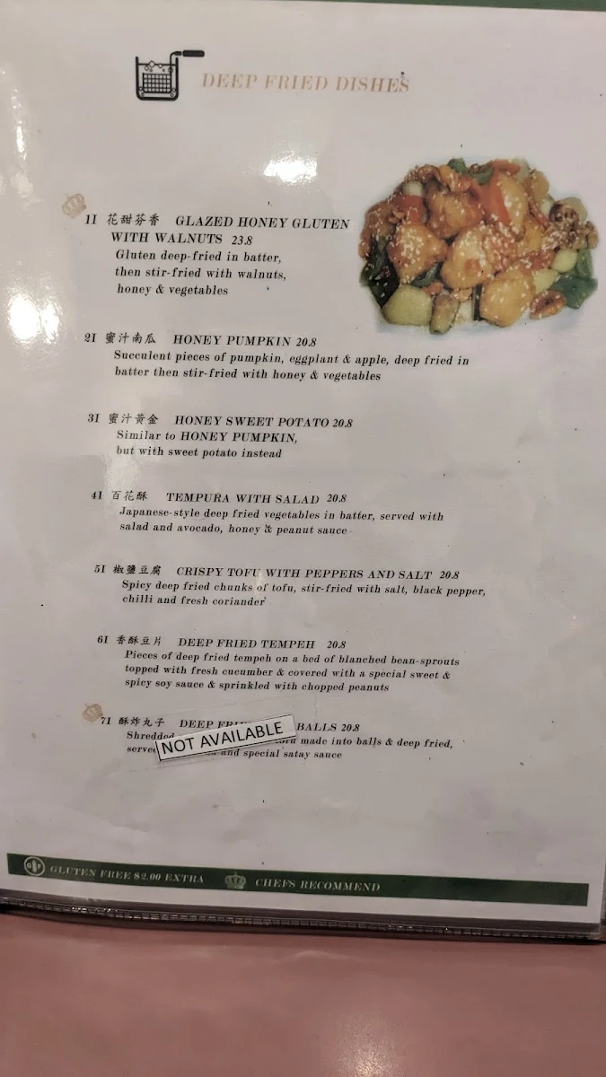 Menu, Mother Chu's Vegetarian Kitchen