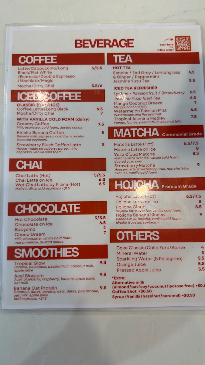 Menu, Take 8 Cafe