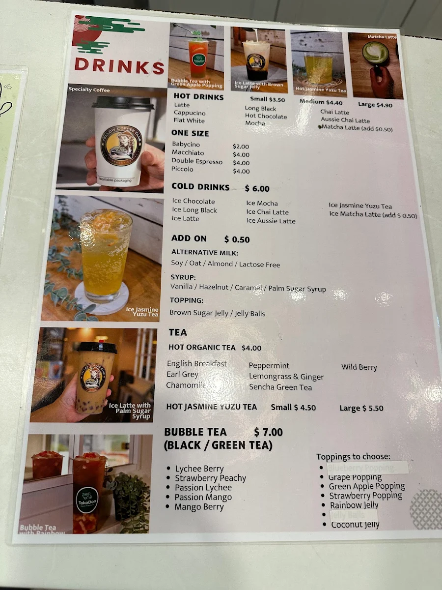 Menu, Take 8 Cafe