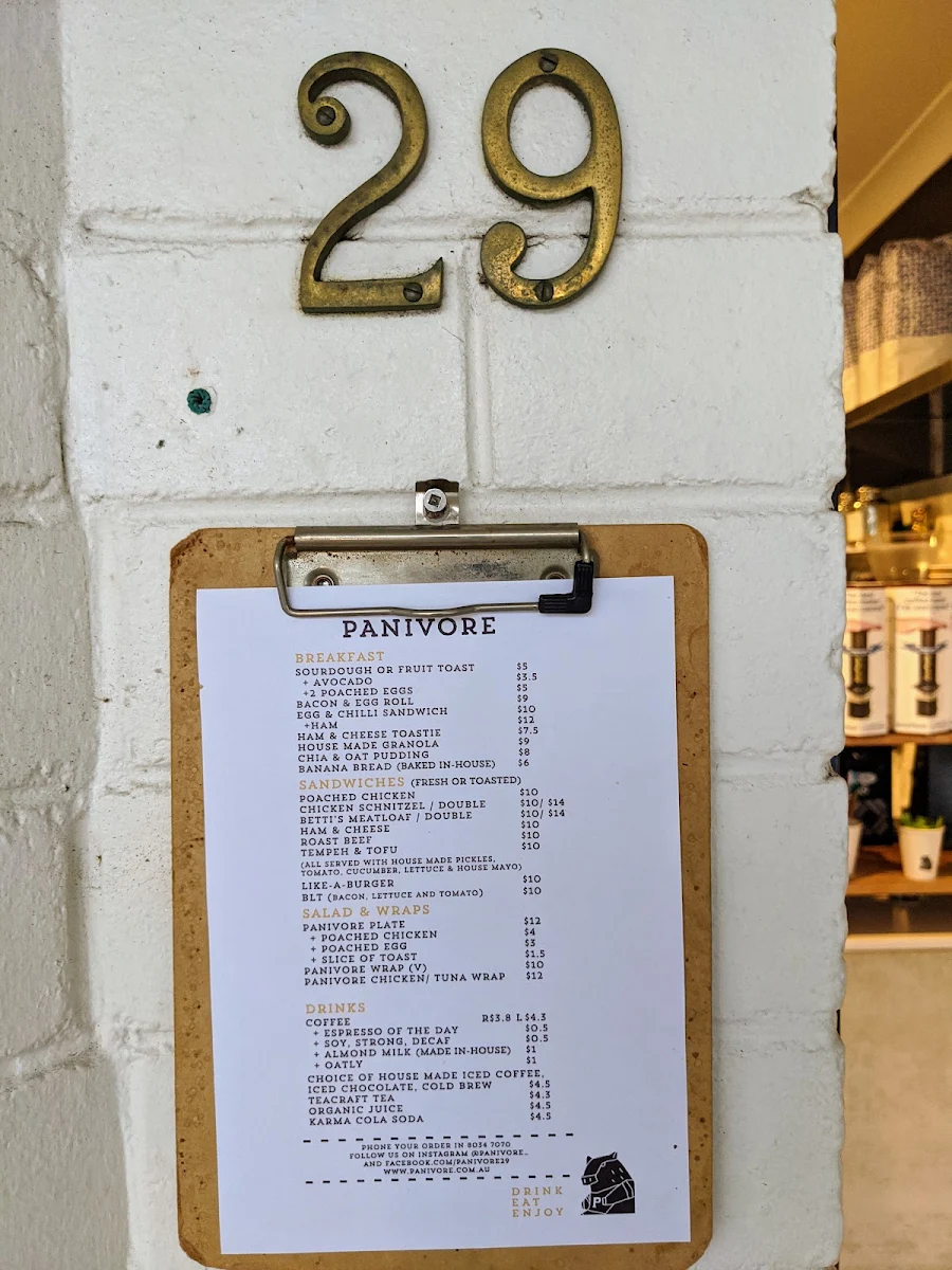 Menu, Panivore