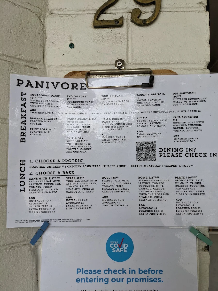 Menu, Panivore