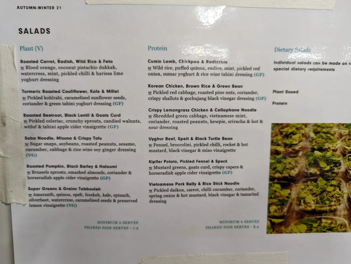 Menu, Kartel Catering Melbourne