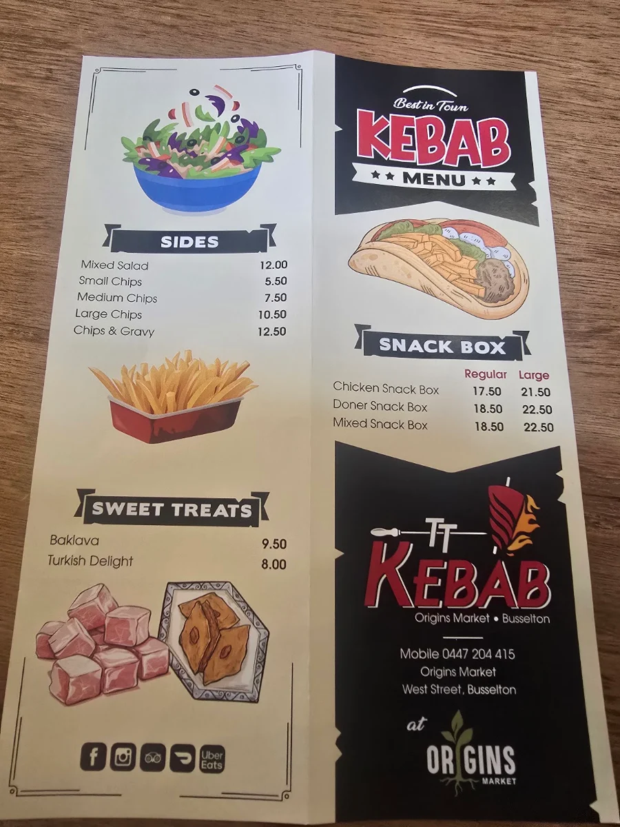 Menu, TT Kebab (Halal)