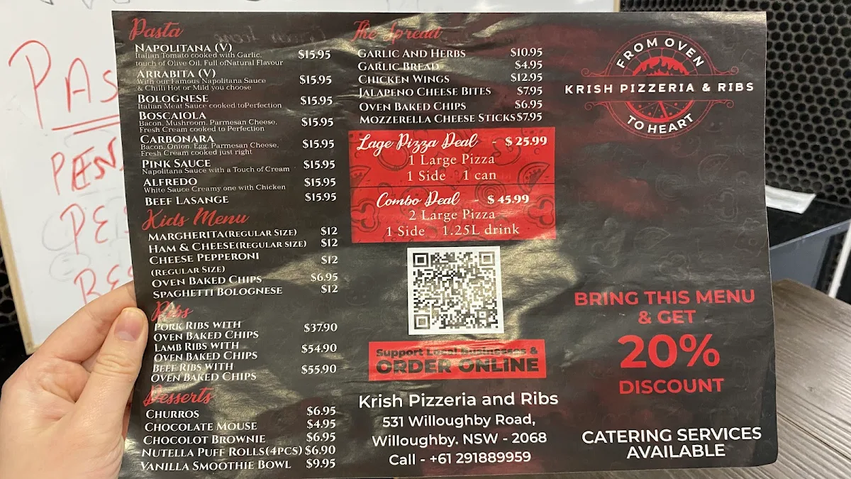 Menu, Krish Pizzeria and Ribs - Pizza Restaurant in Willoughby