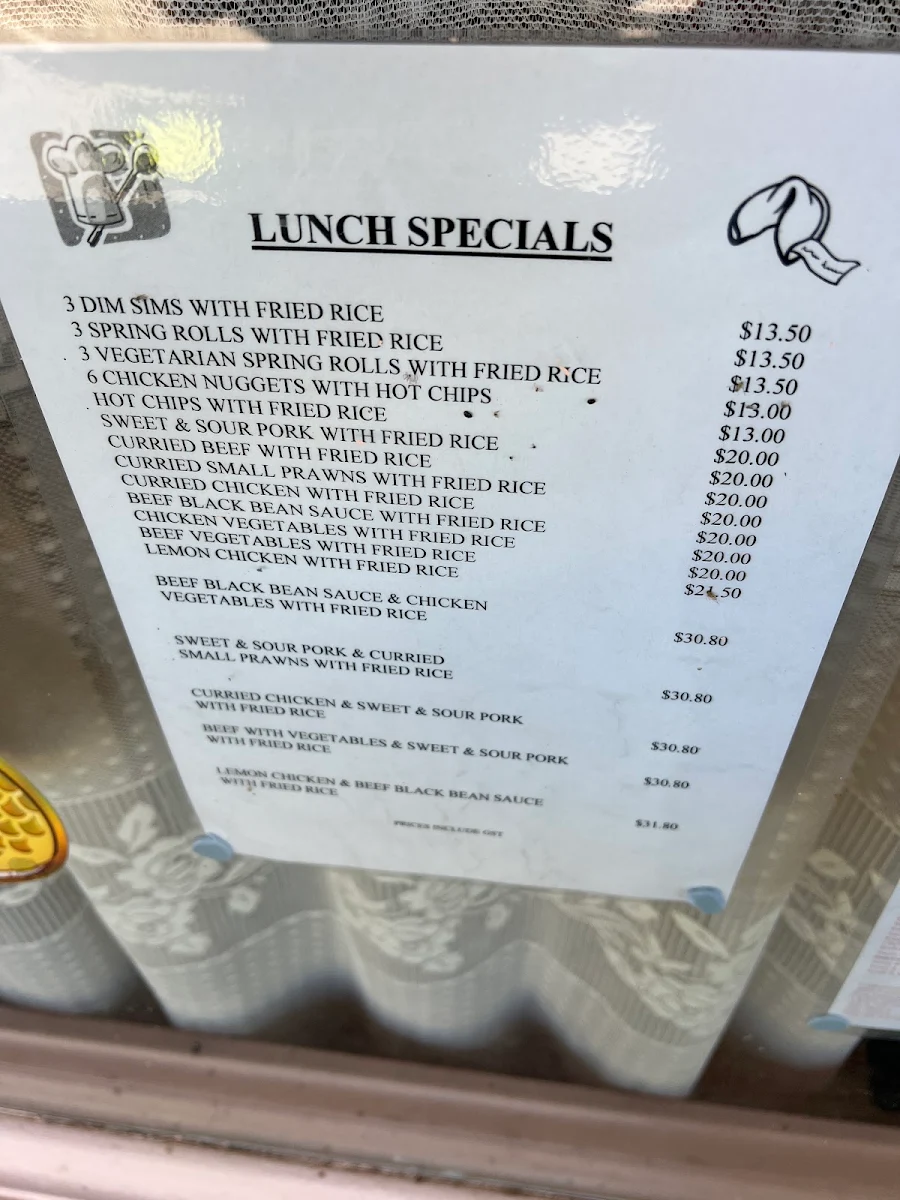 Menu, Cheng's Chinese restaurant