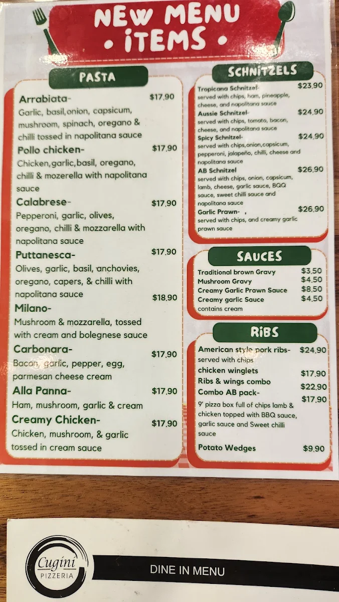 Menu, Saints Pizzeria Café & Ristoranté