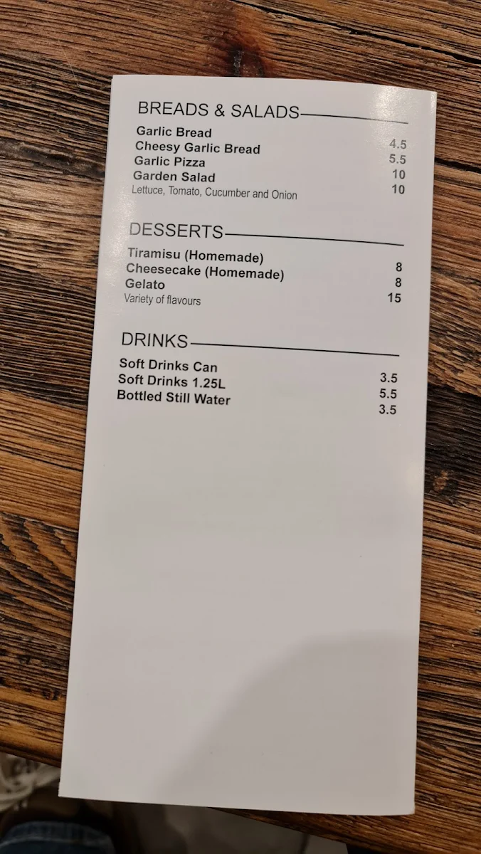 Menu, Saints Pizzeria Café & Ristoranté