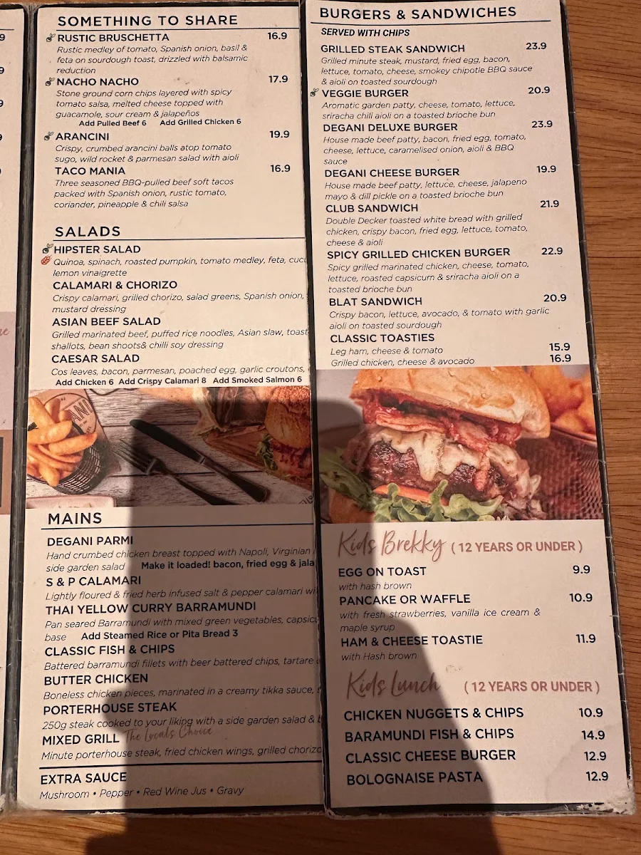 Menu, Degani Greensborough