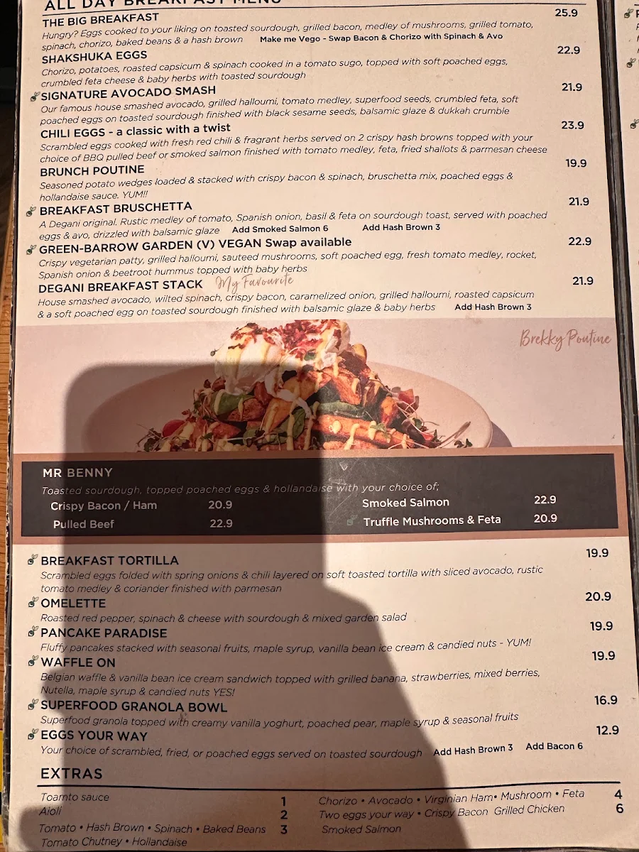 Menu, Degani Greensborough