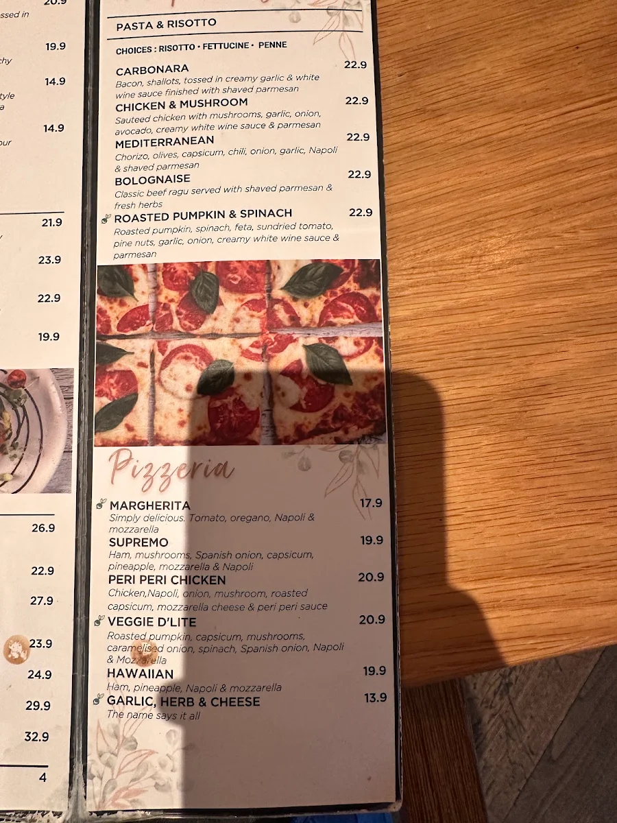 Menu, Degani Greensborough