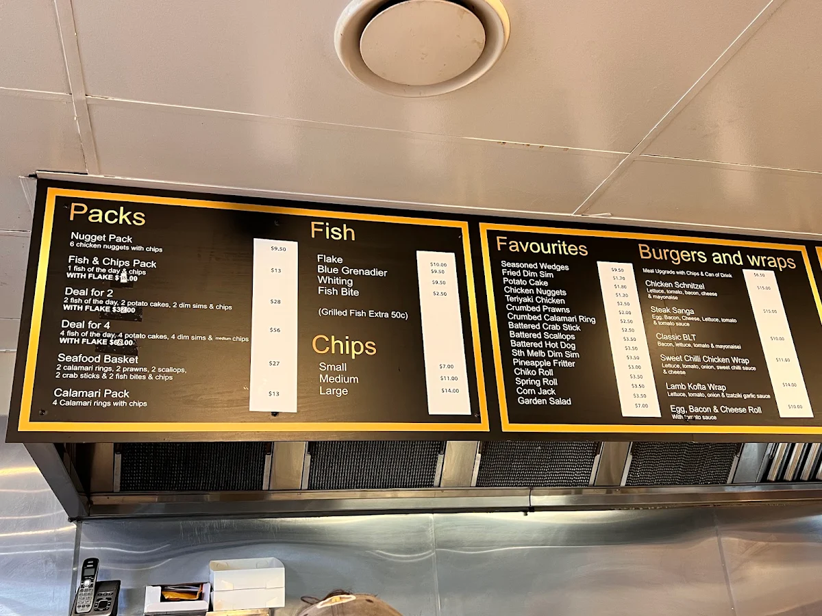 Menu, GOLDEN FRY FISH & CHIPS