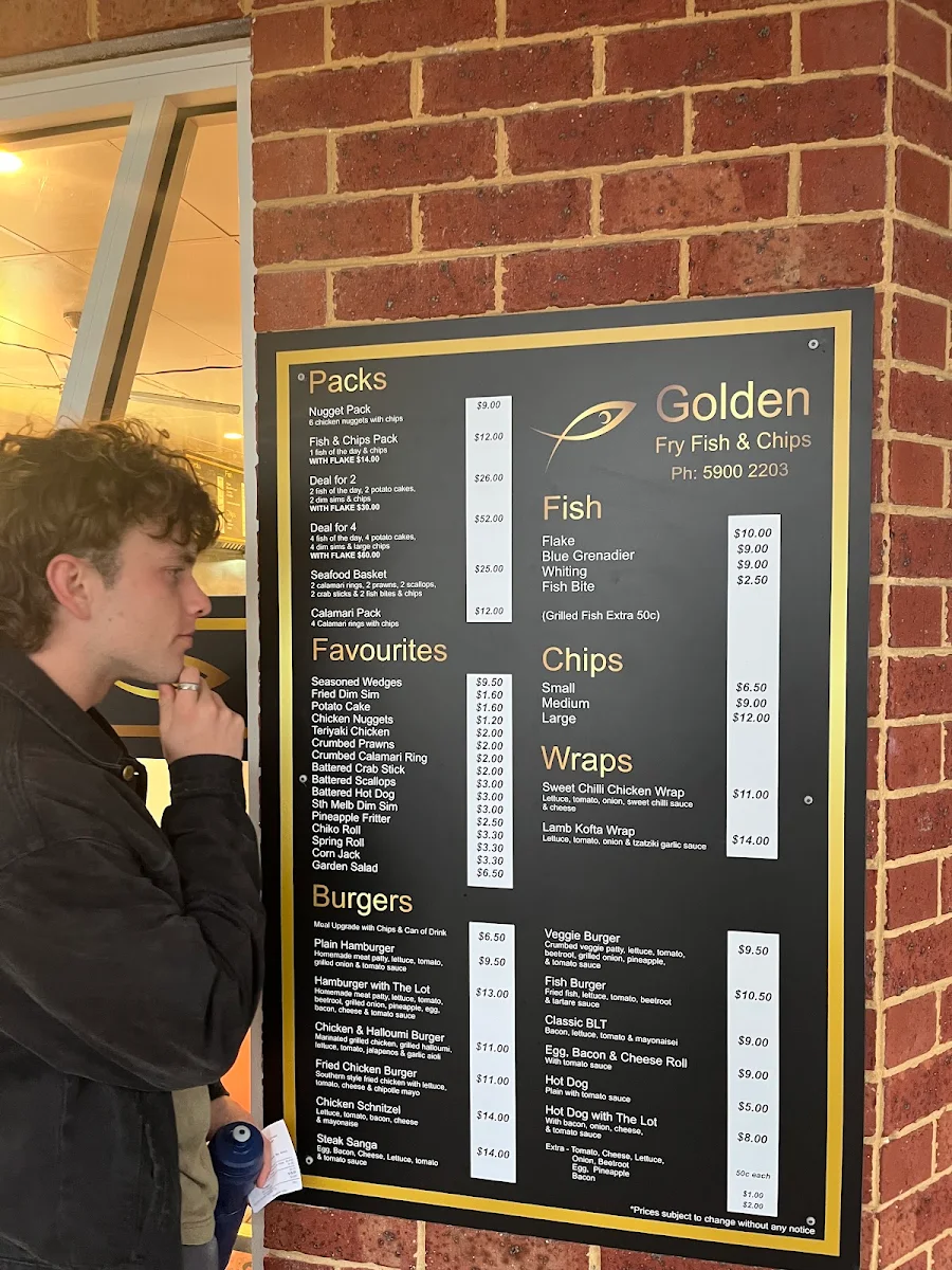 Menu, GOLDEN FRY FISH & CHIPS