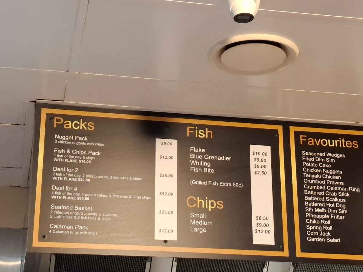 Menu, GOLDEN FRY FISH & CHIPS