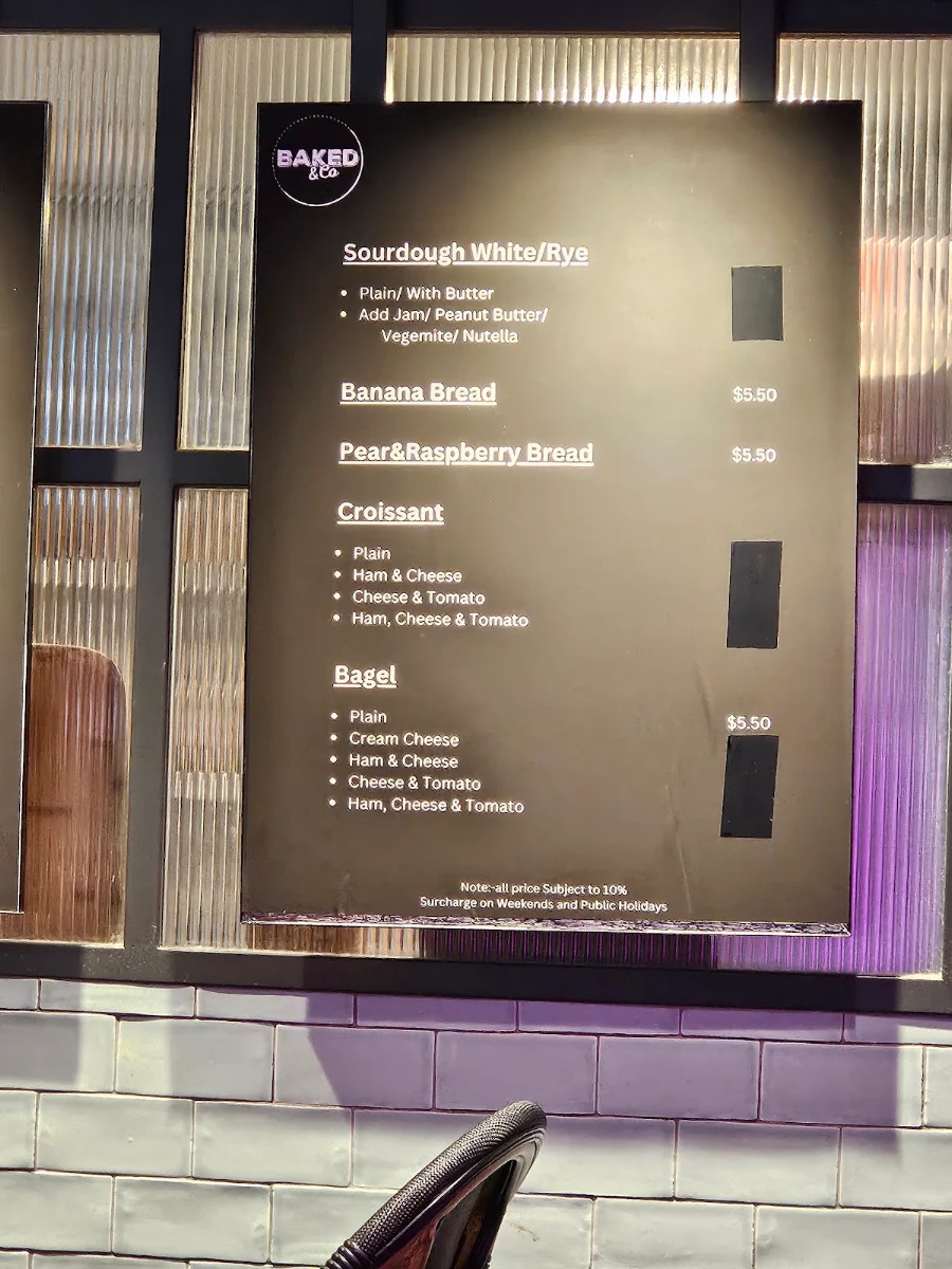 Menu, Baked & Co.