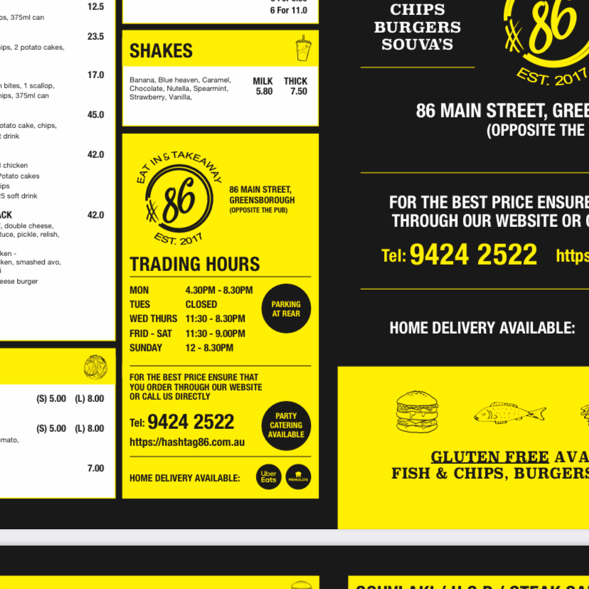 Menu, Hashtag 86