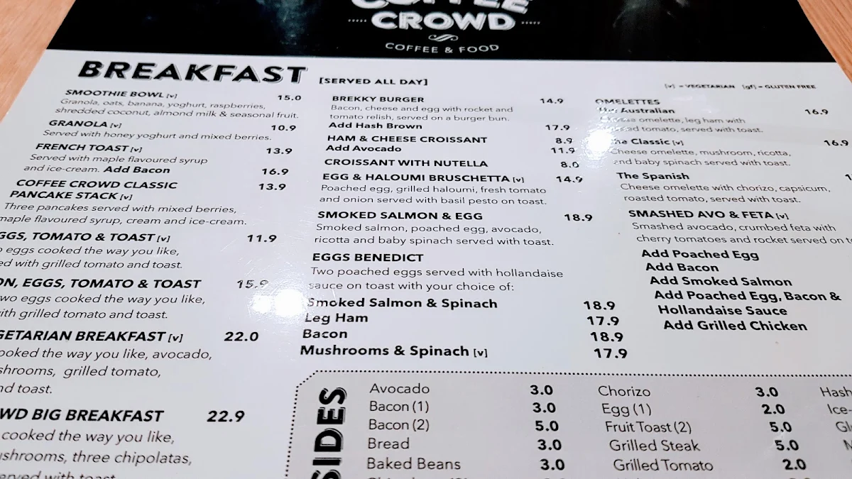 Menu, Coffee Crowd