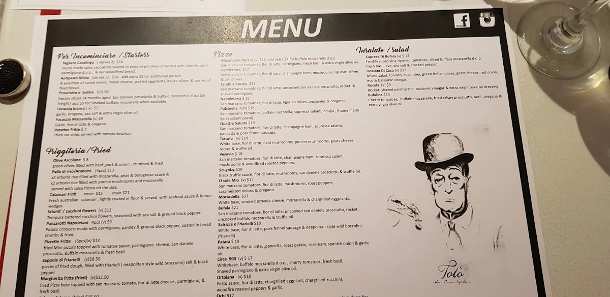 Menu, Circa 900 Pizzeria Napoletana
