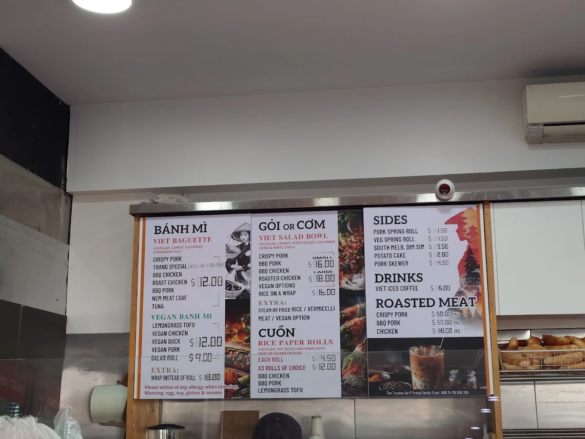Menu, Trang Bakery & Cafe
