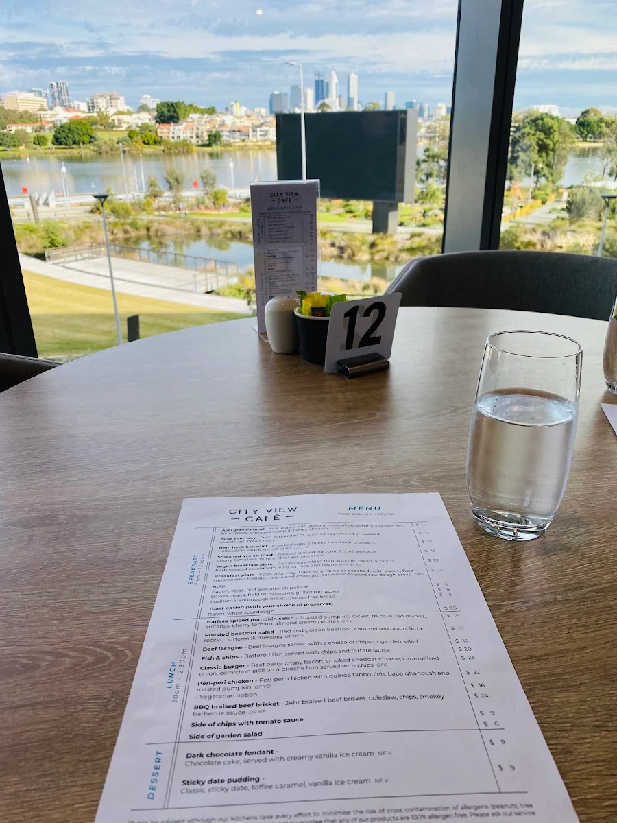 Menu, City View Café
