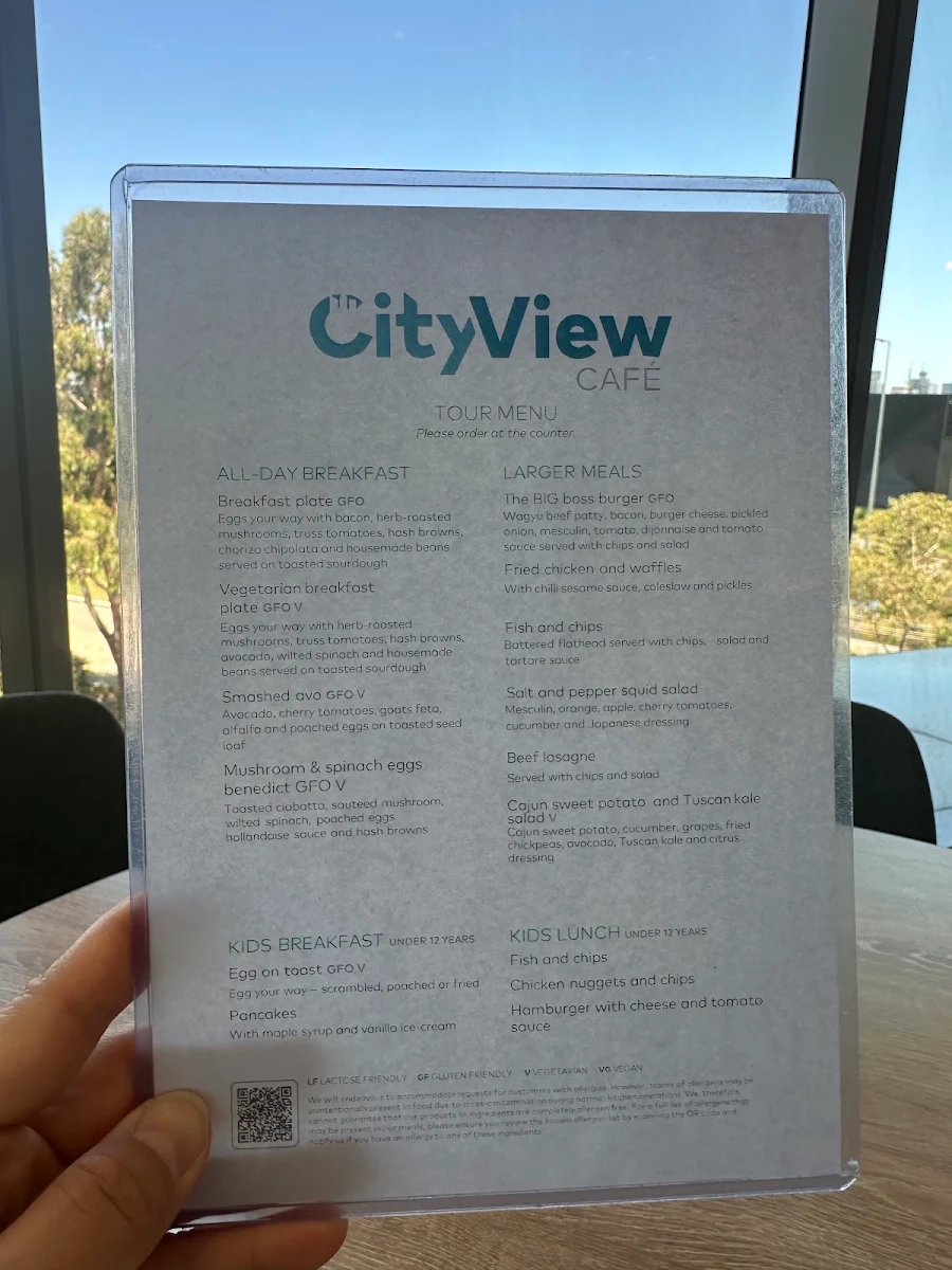Menu, City View Café