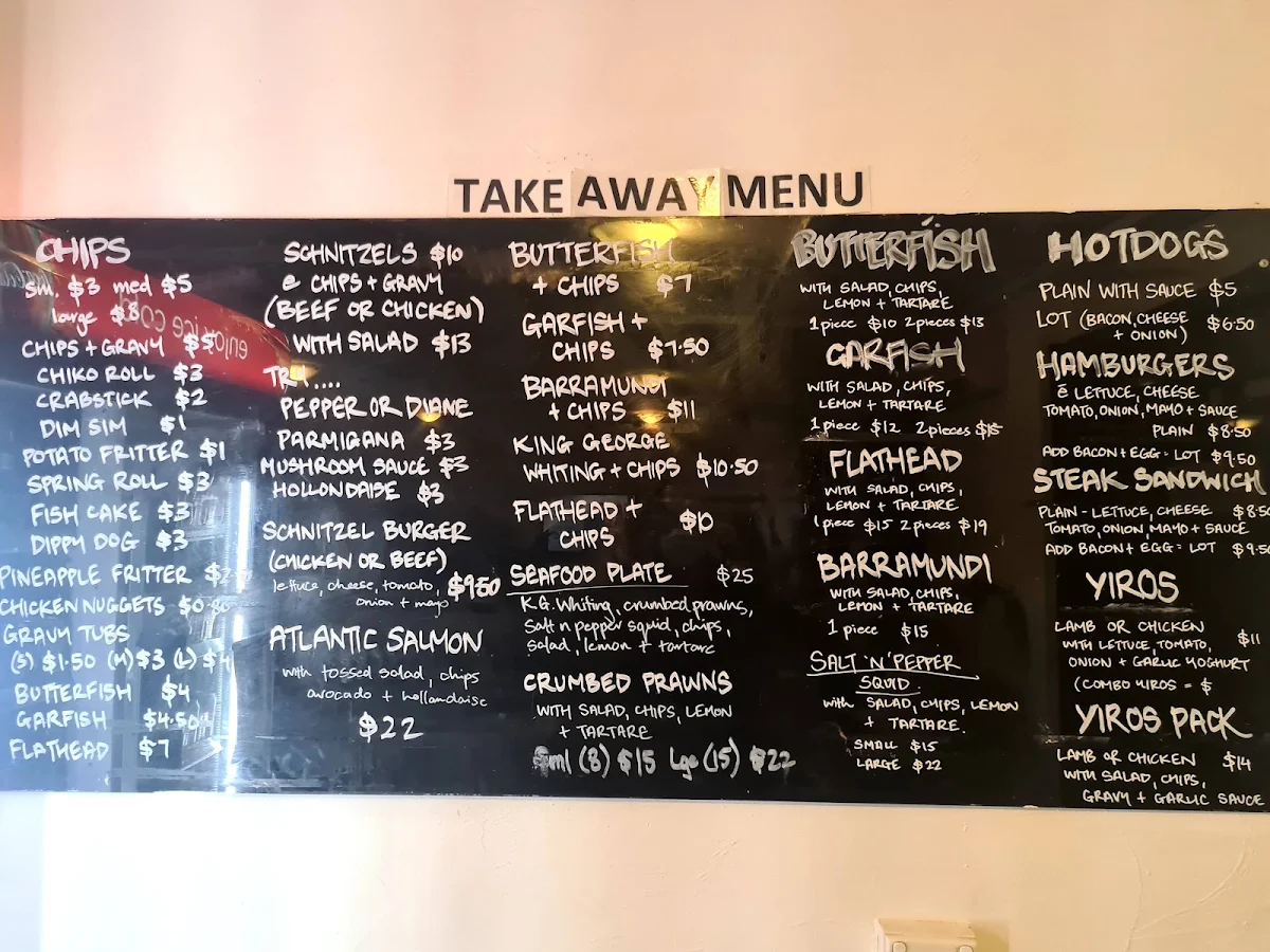 Menu, Ocean Crest Cafe