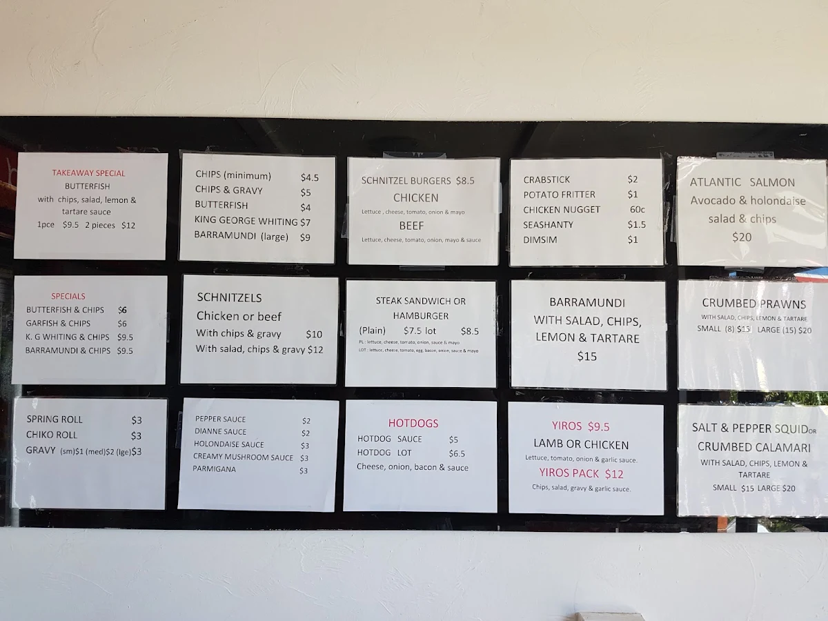 Menu, Ocean Crest Cafe