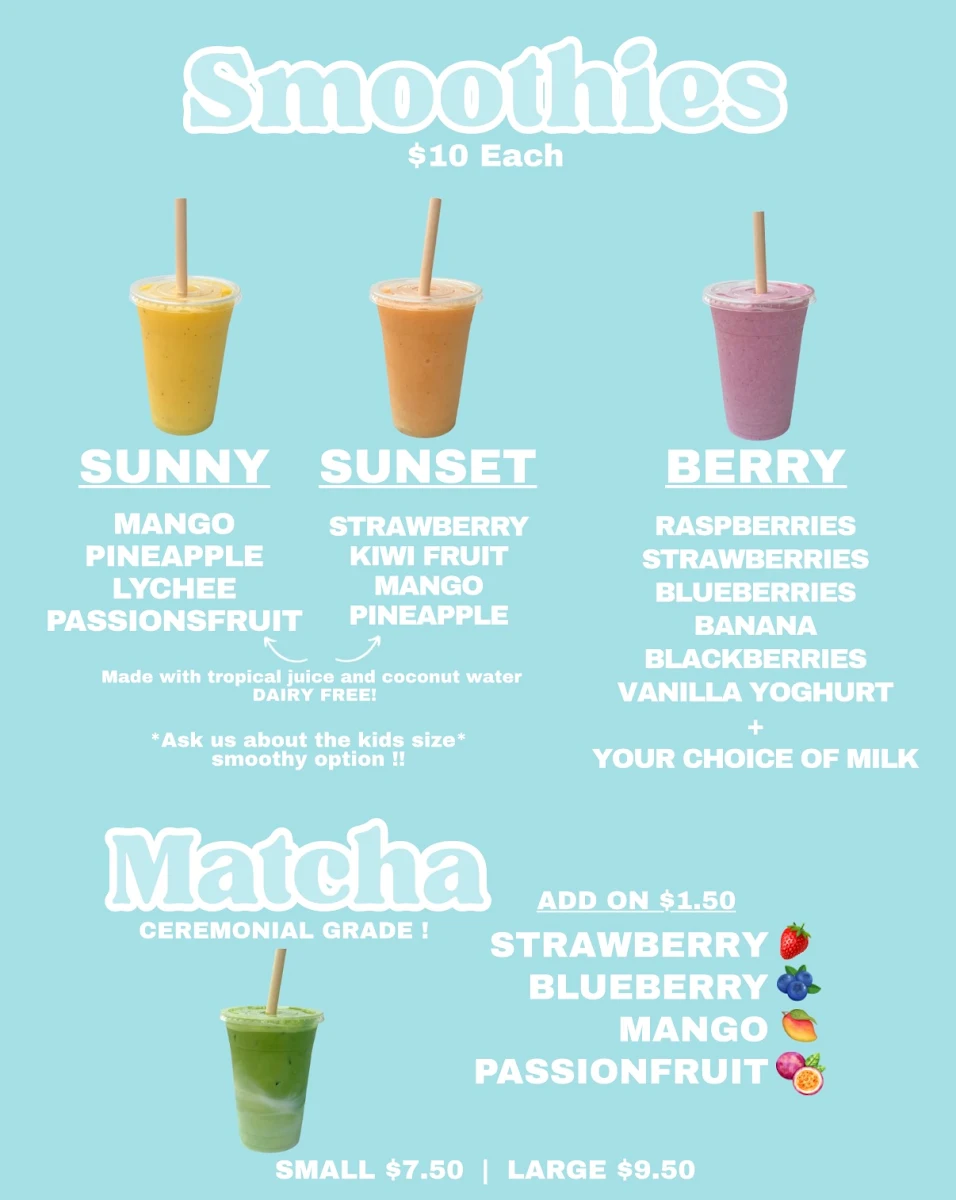 Menu, Sunny Sips Coffee Van