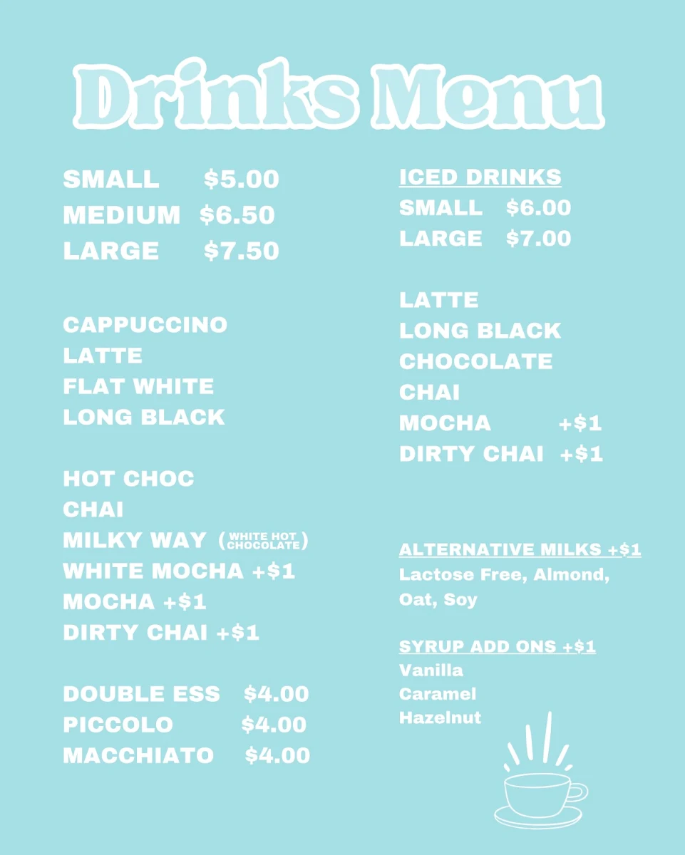 Menu, Sunny Sips Coffee Van