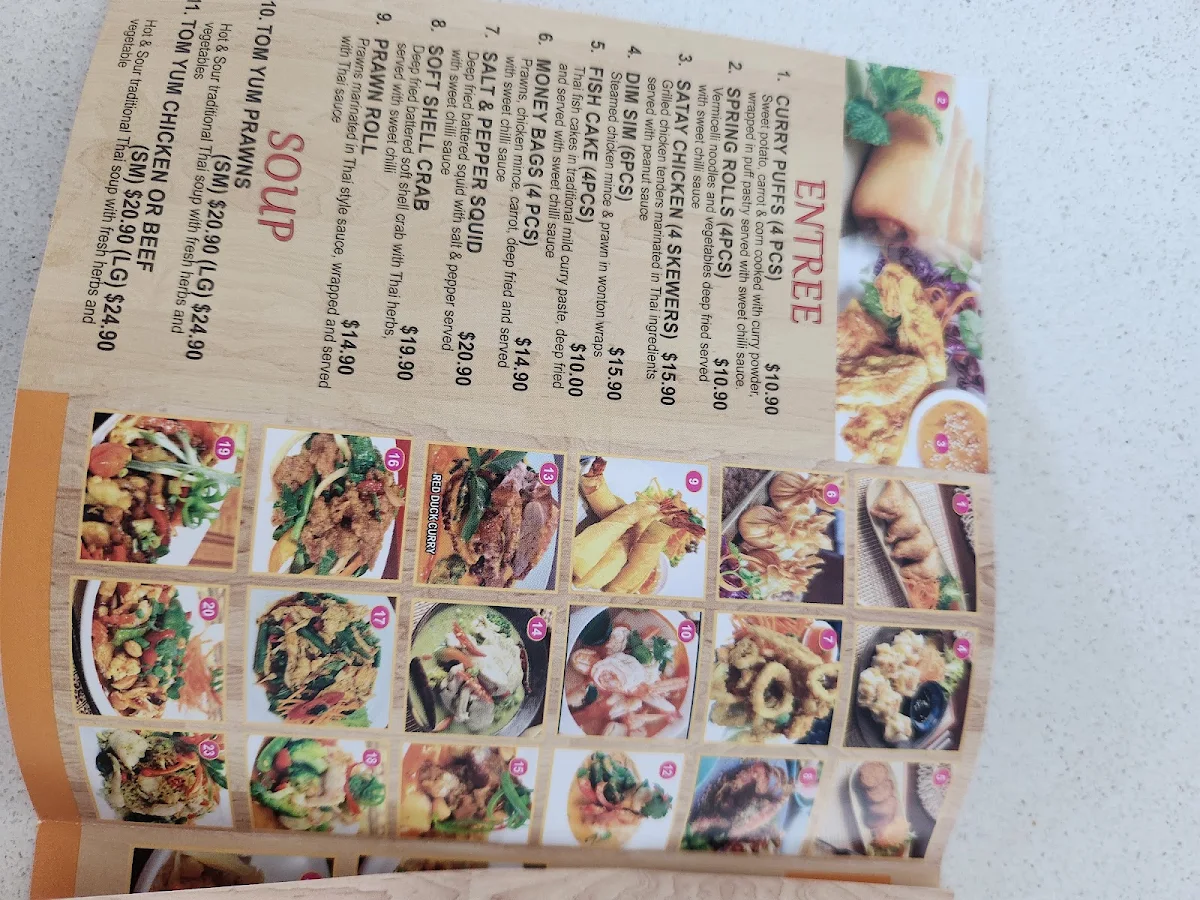 Menu, Pure Thai Restaurant Northmead