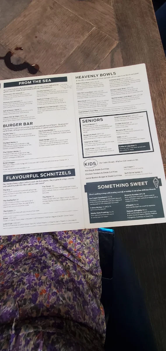 Menu, Elanora Hotel East Gosford