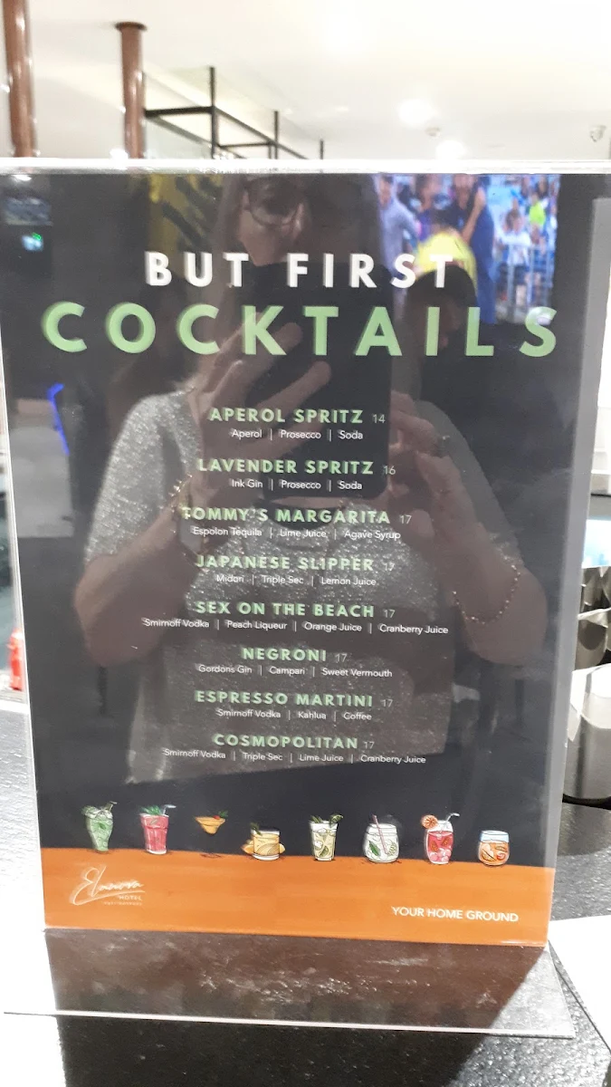 Menu, Elanora Hotel East Gosford