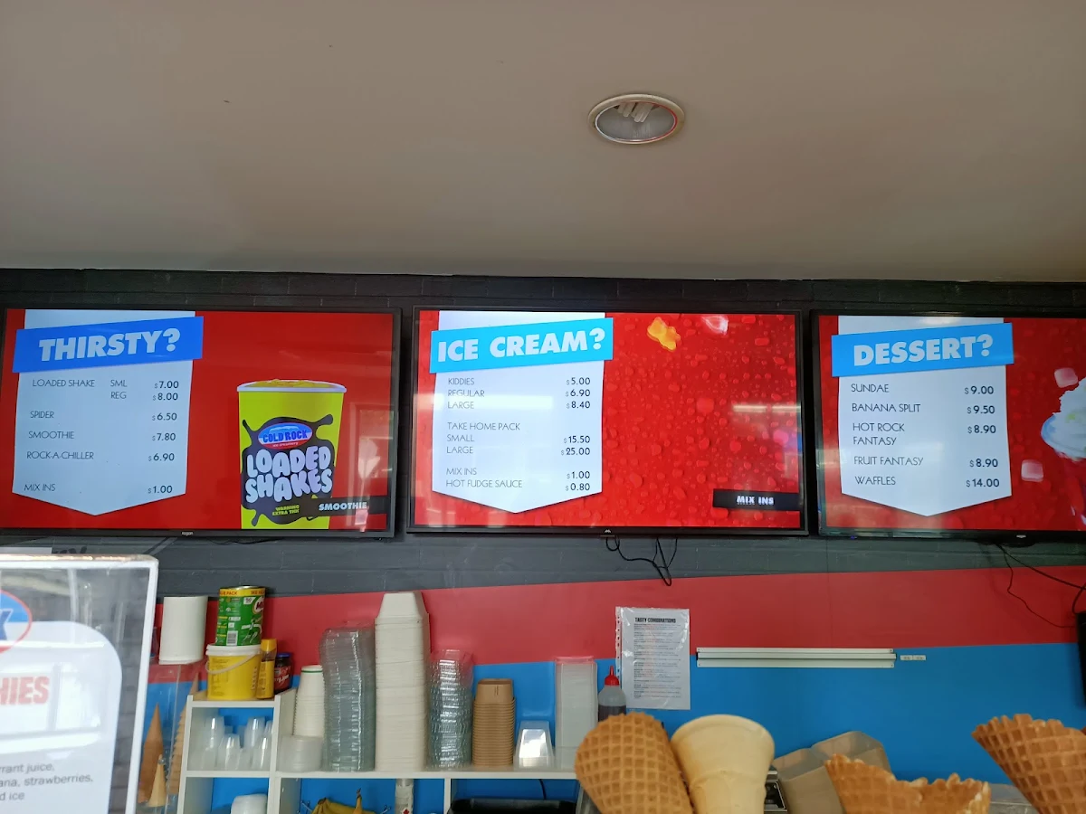 Menu, Cold Rock Ice Creamery Geelong