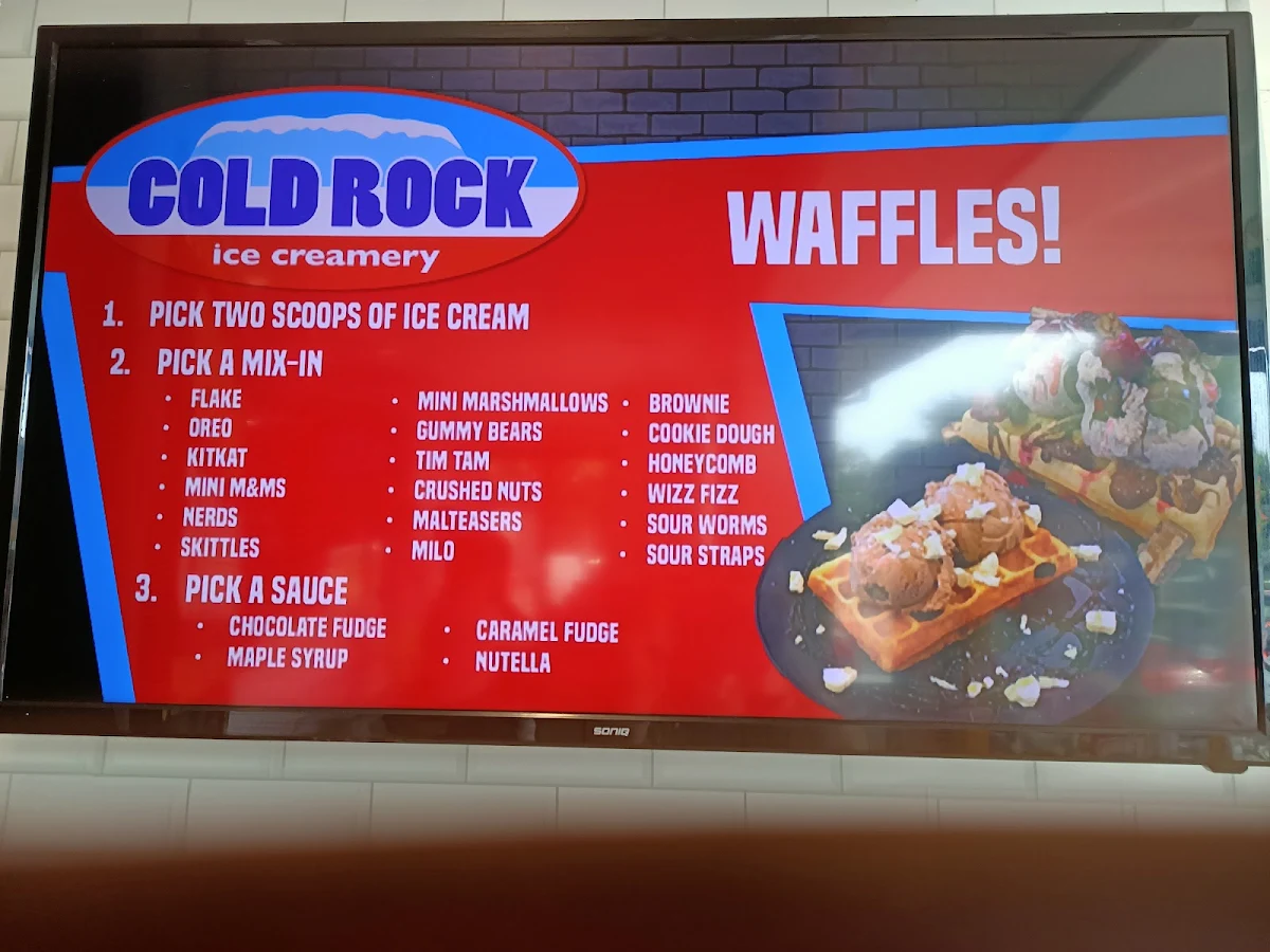 Menu, Cold Rock Ice Creamery Geelong