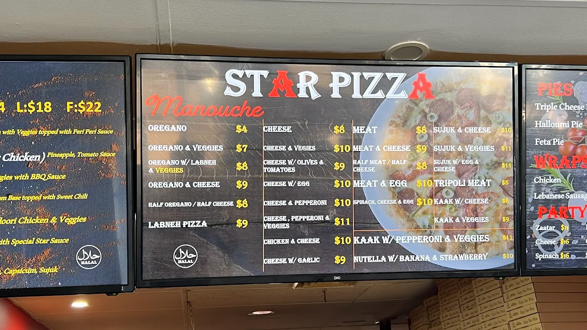 Menu, Star Pizza Bakery