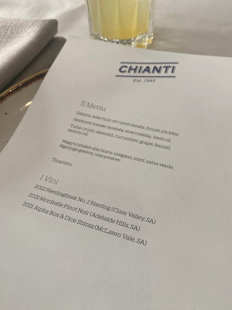 Menu, Chianti